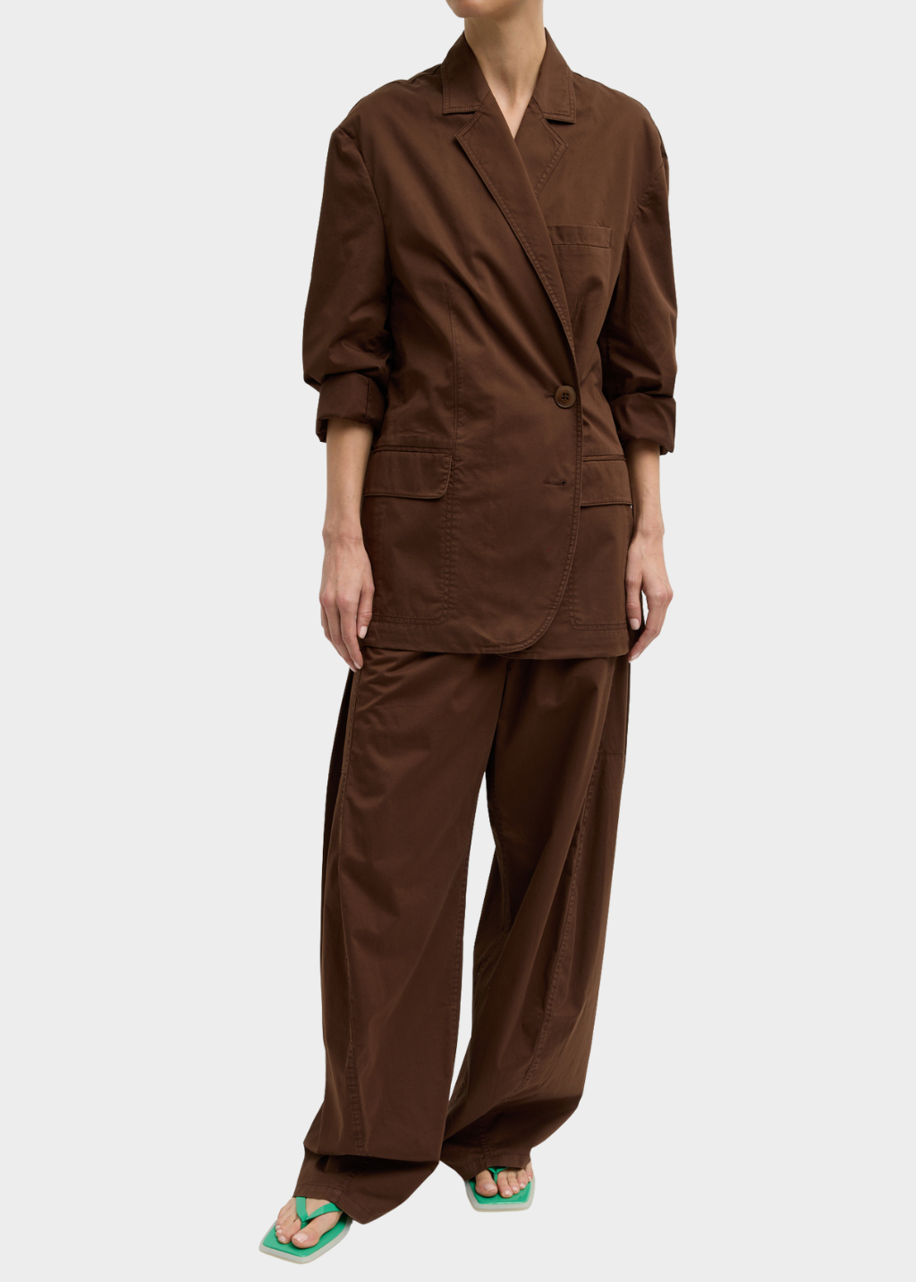 Tibi Silk Cotton Liam Blazer in Brown | Tula's Online Boutique