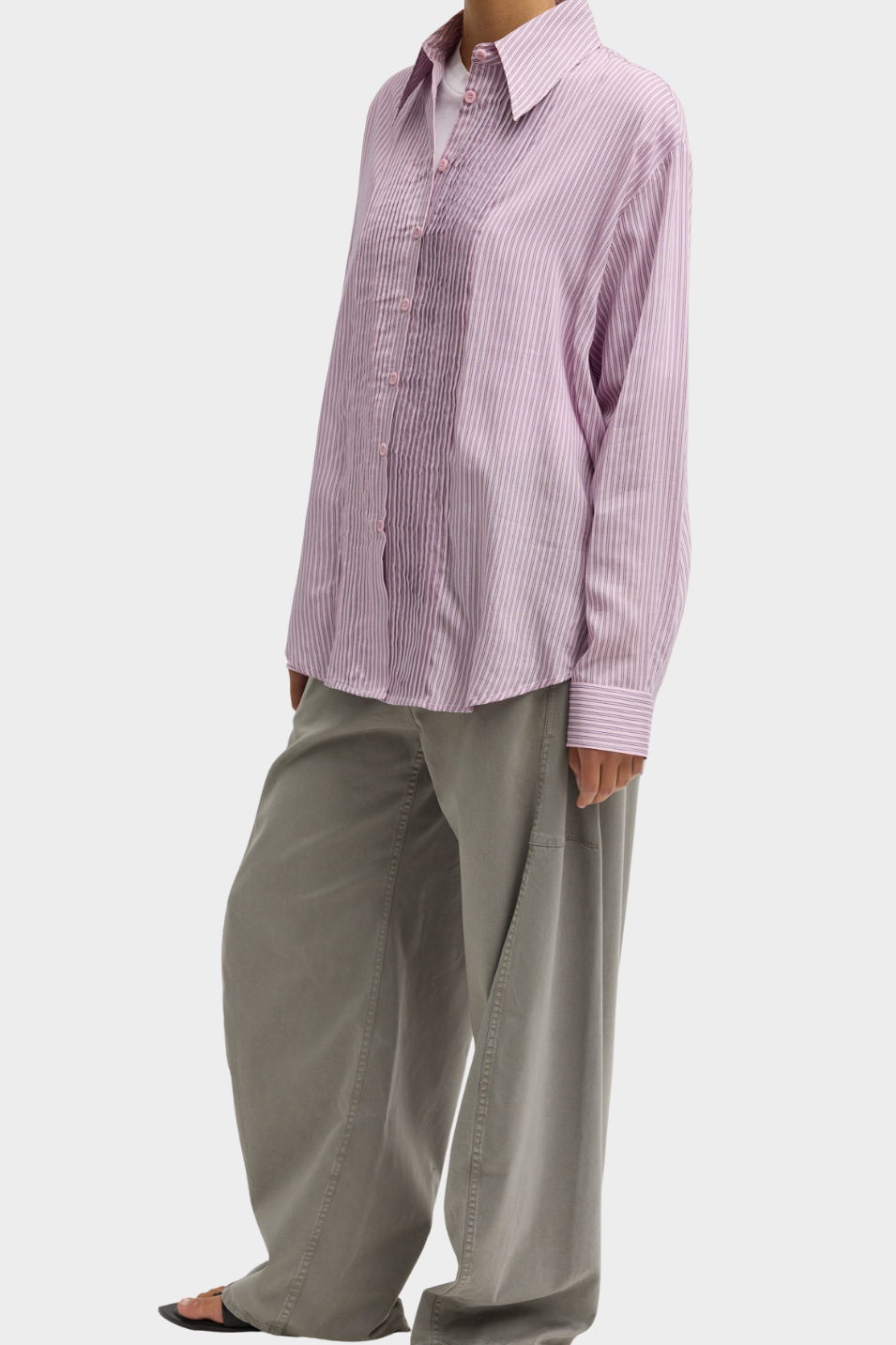 Tibi Silk Striped Pintucked Shirt | Shop Tula
