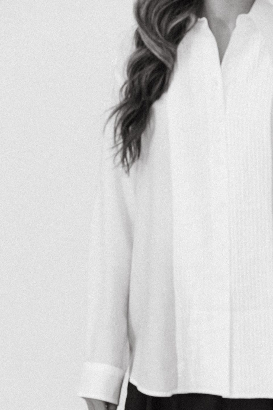 Tibi Silk Voile Easy Pintucked Shirt in Ivory BW | Shop Tula