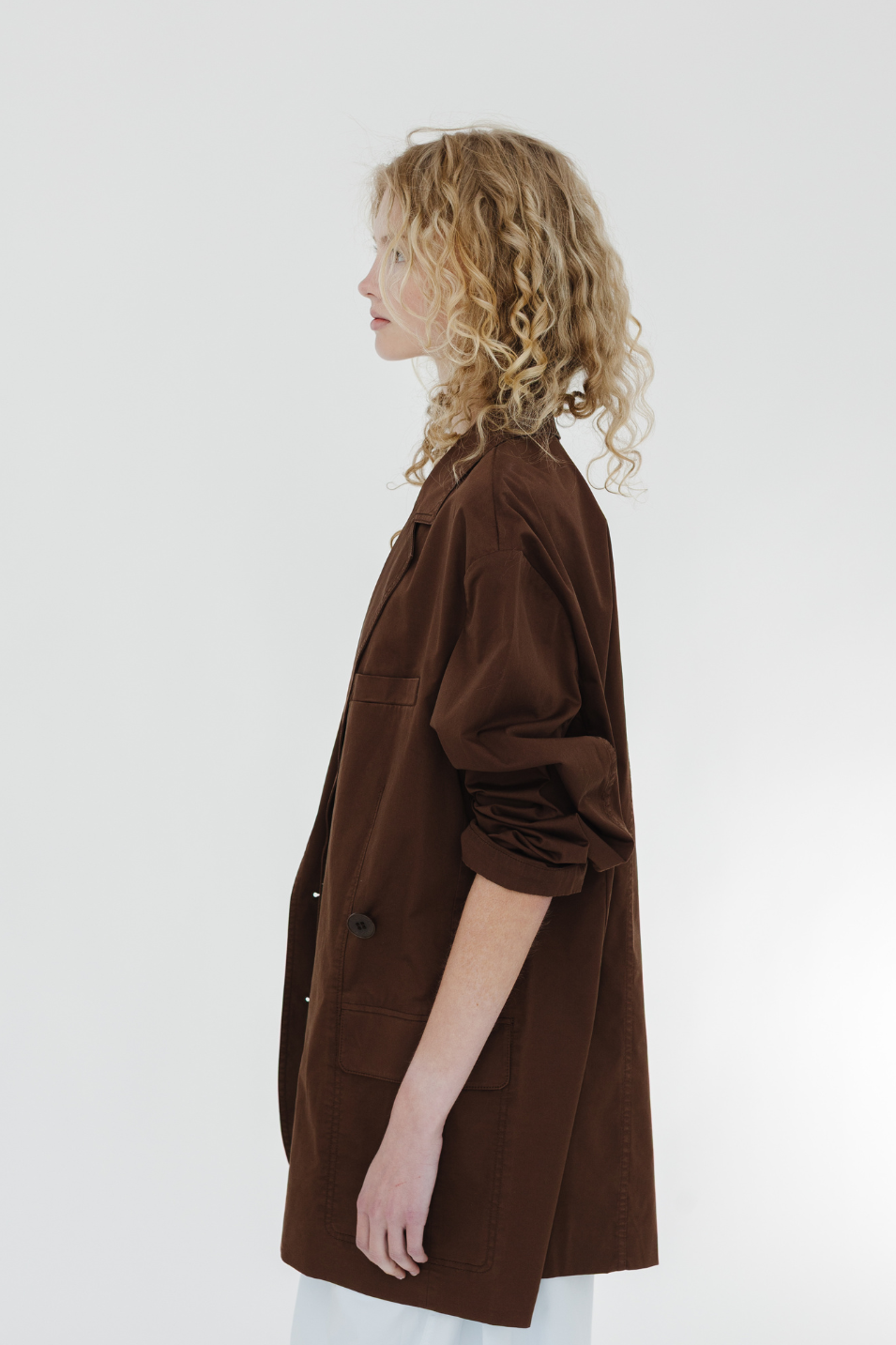 Tibi Silky Cotton Liam Blazer in Brown | Shop Tula