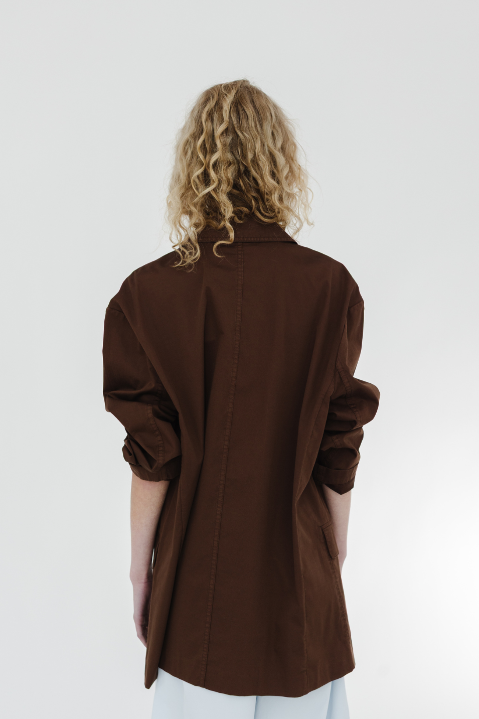 Tibi Silky Cotton Liam Blazer in Brown | Shop Tula