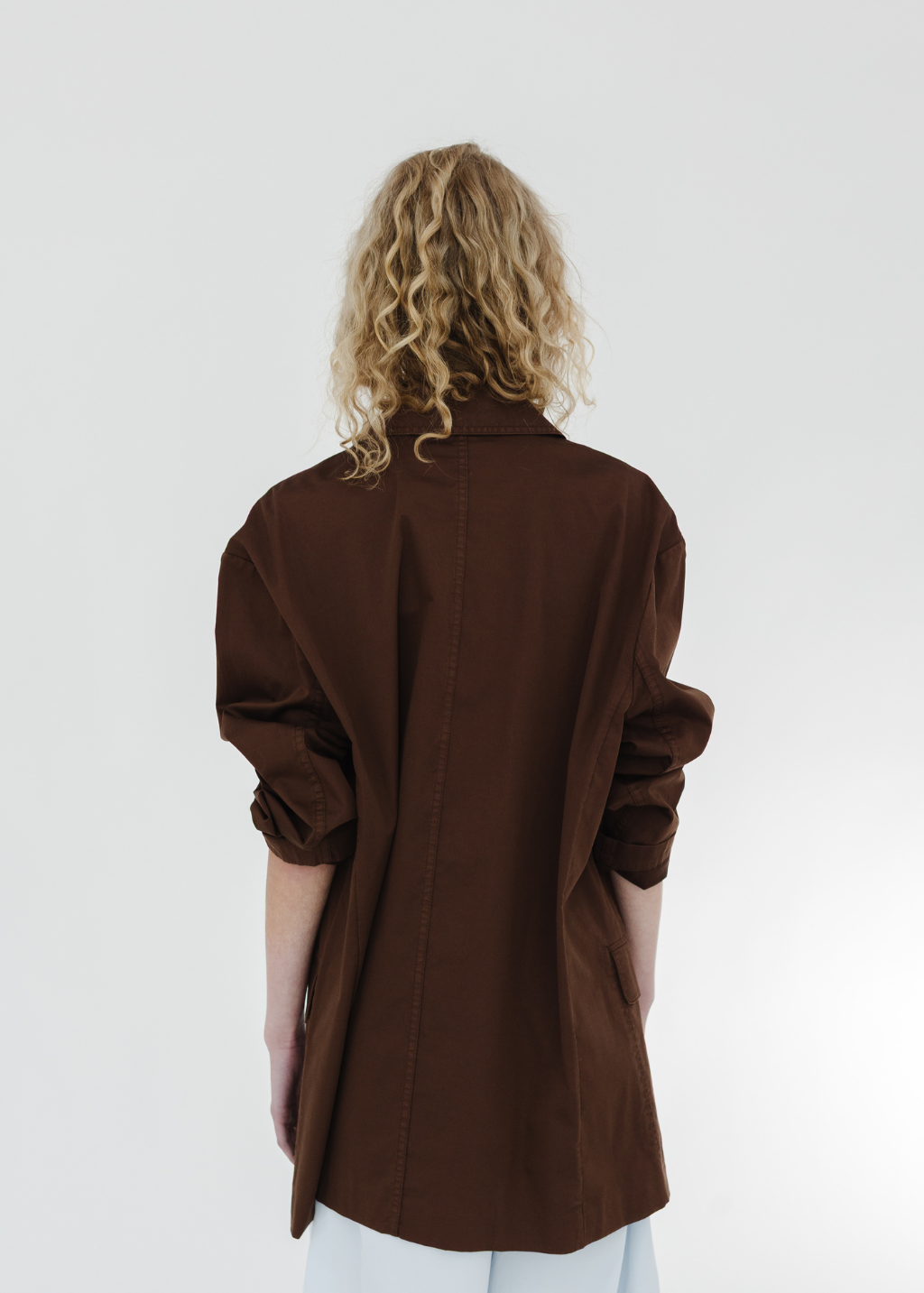 Tibi Silky Cotton Liam Blazer in Brown | Shop Tula