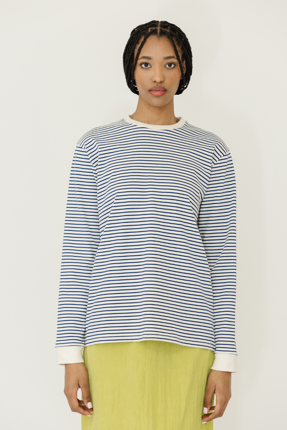 Tibi Striped Perfect T Crewneck Unisex Long Sleeve | Shop Tula