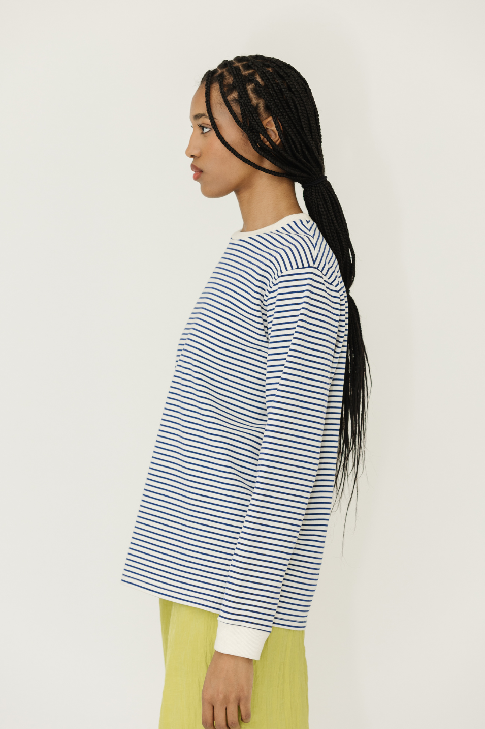 Tibi Striped Perfect T Crewneck Unisex Long Sleeve | Shop Tula