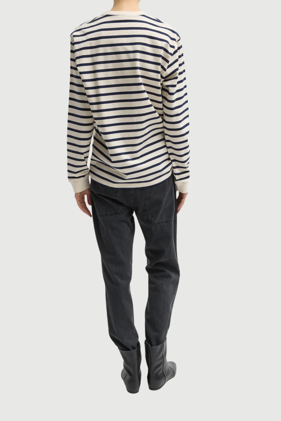 Tibi Striped Perfect T Crewneck Unisex Long Sleeve | Shop Tula