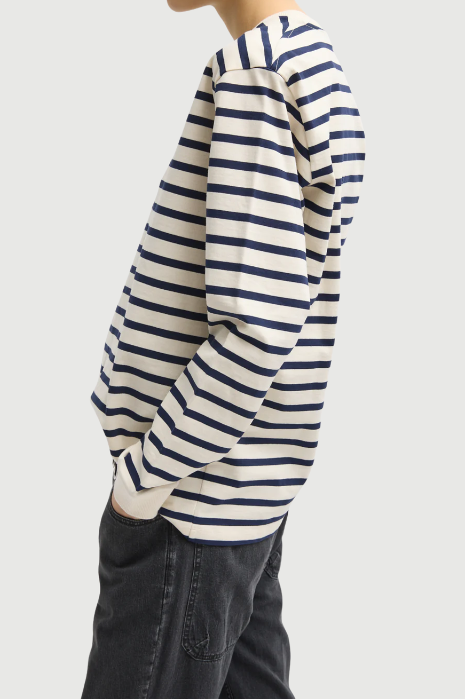 Tibi Striped Perfect T Crewneck Unisex Long Sleeve | Shop Tula
