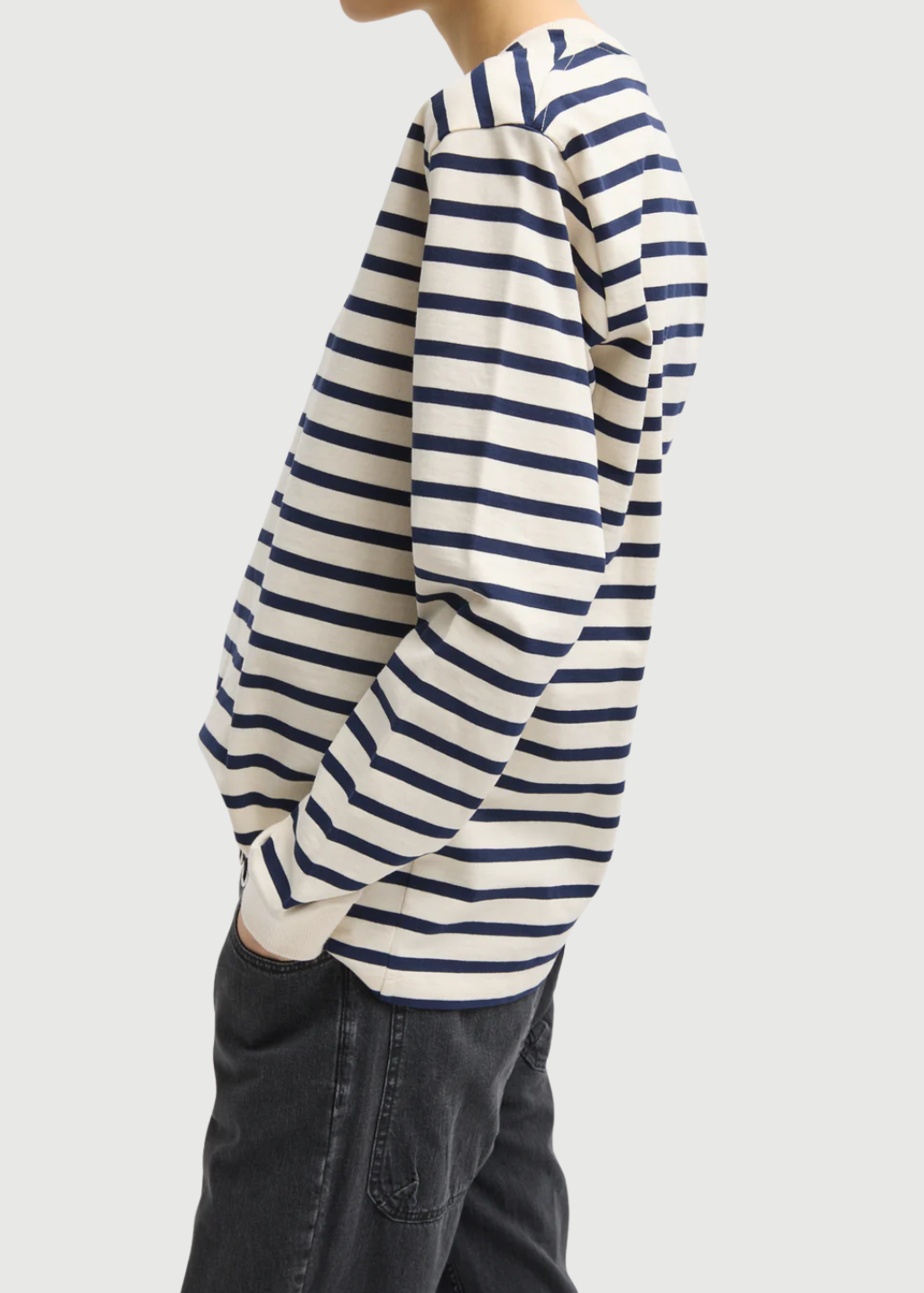 Tibi Striped Perfect T Crewneck Unisex Long Sleeve | Shop Tula