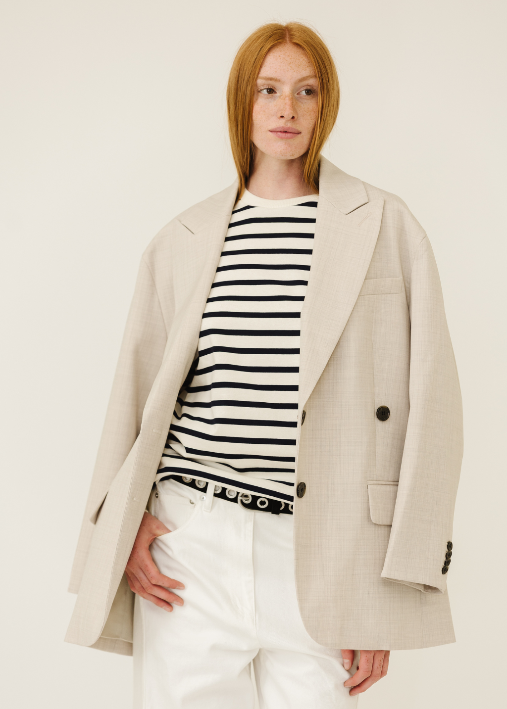 Tibi Striped Perfect T Crewneck in Navy | Shop Tula