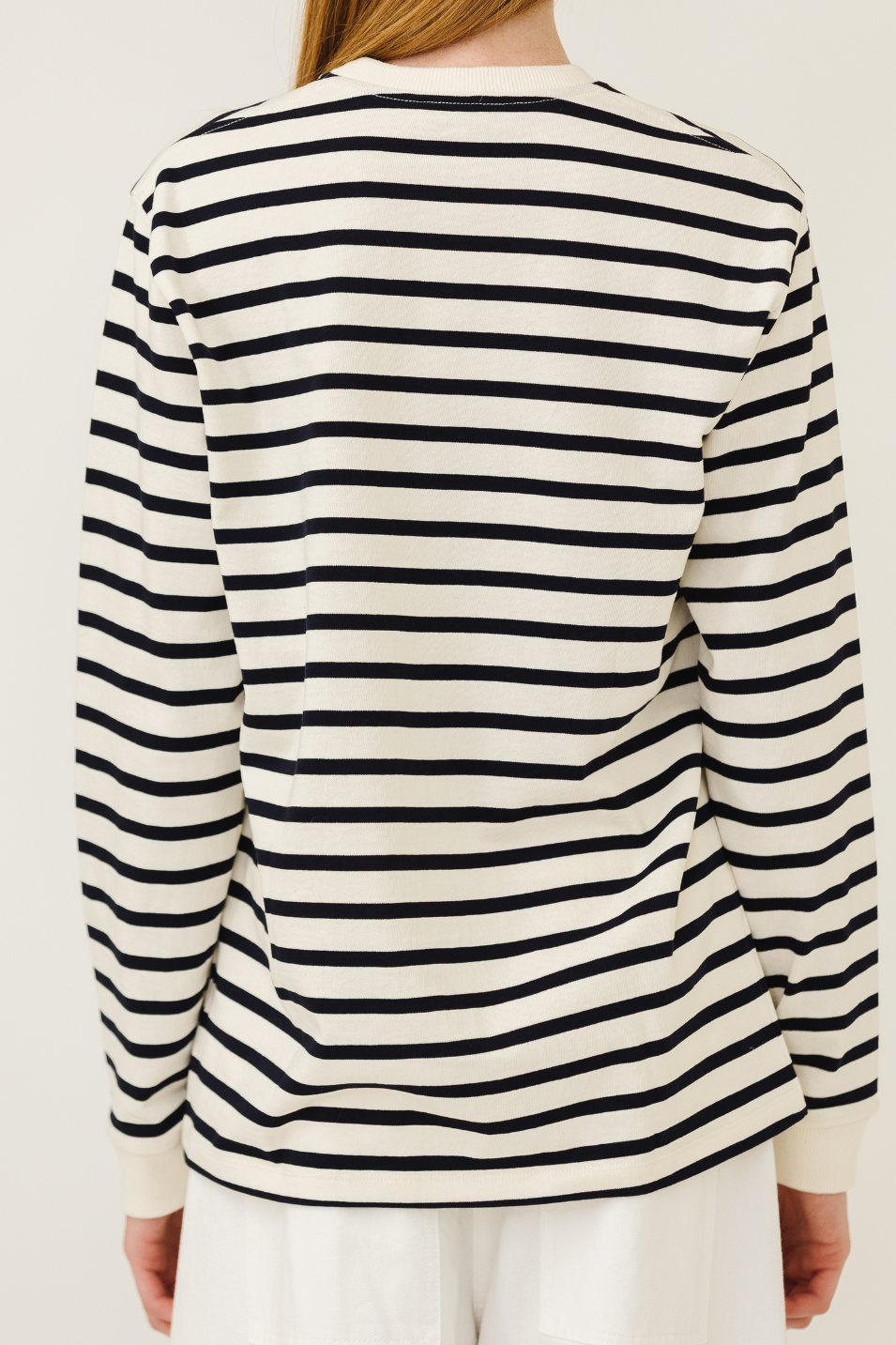 Tibi Striped Perfect T Crewneck in Navy | Shop Tula