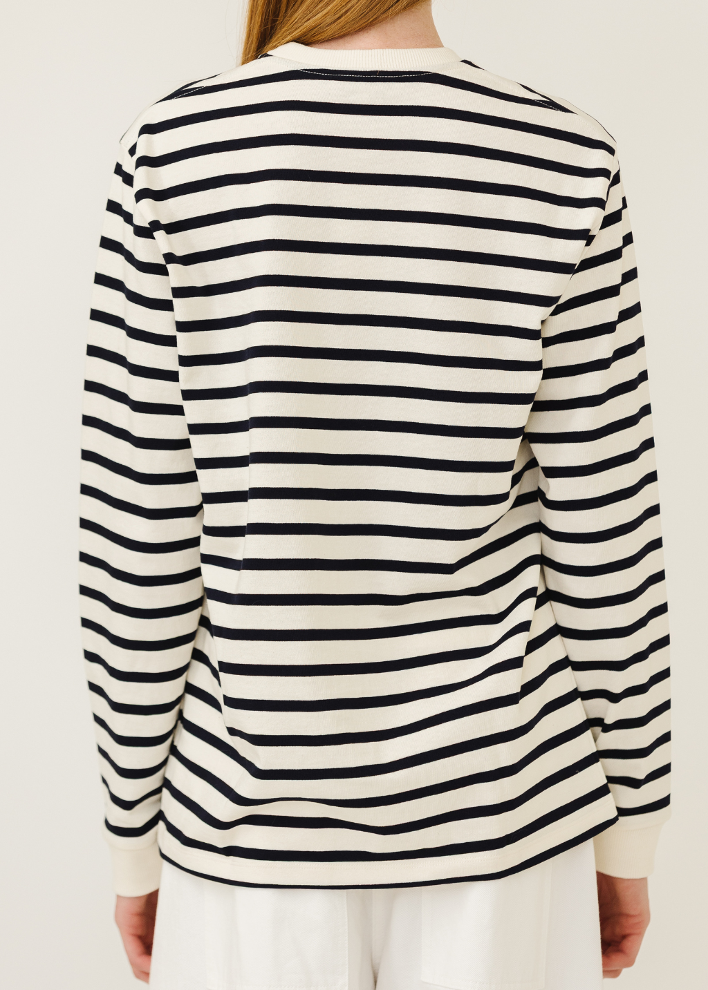 Tibi Striped Perfect T Crewneck in Navy | Shop Tula