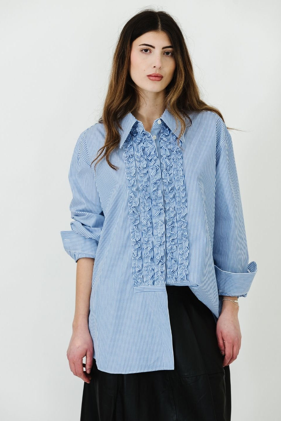 Tibi Striped Shirting Easy Tuxedo Shirt | Shop Tula