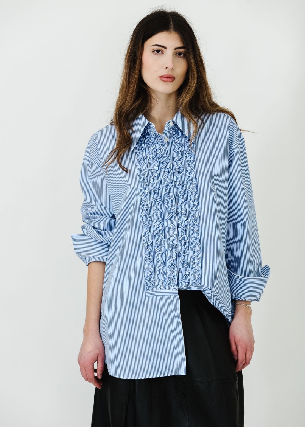 Tibi Striped Shirting Easy Tuxedo Shirt | Shop Tula