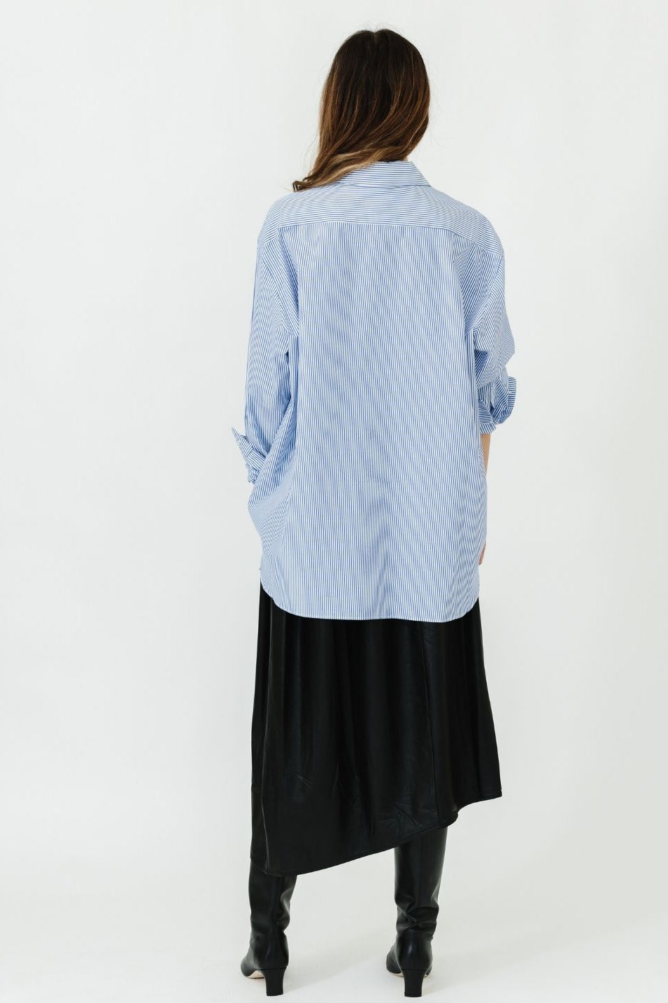 Tibi Striped Shirting Easy Tuxedo Shirt Back | Shop Tula