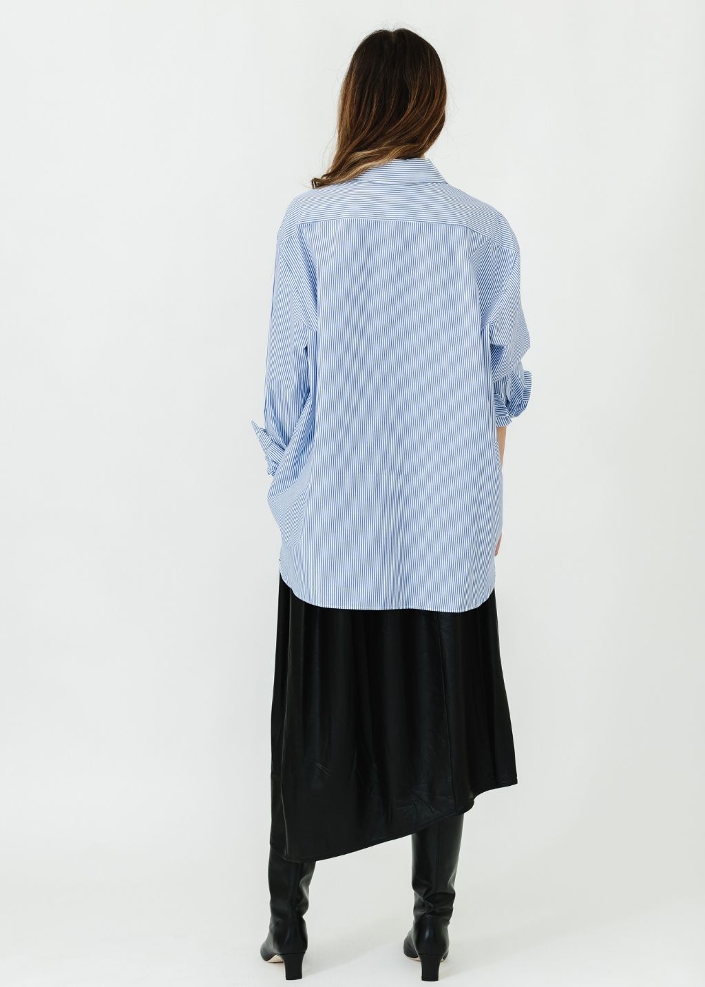 Tibi Striped Shirting Easy Tuxedo Shirt Back | Shop Tula