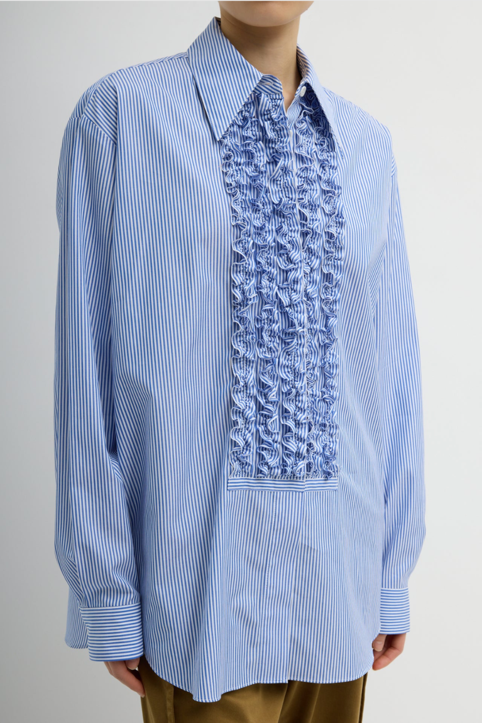 Tibi Striped Shirting Easy Tuxedo Shirt | Shop Tula