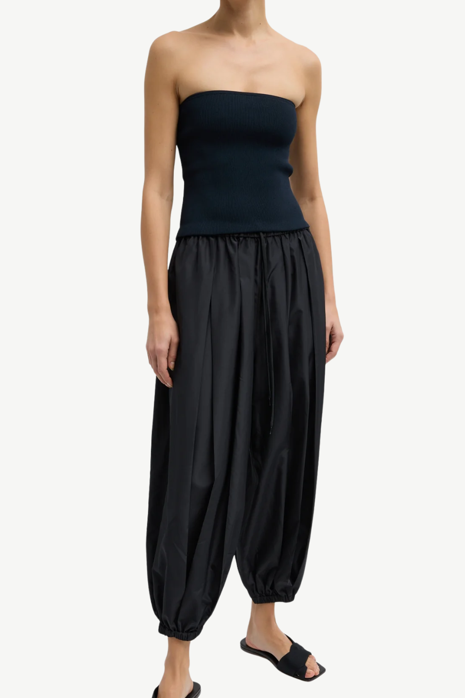 Tibi Summer Nylon Zeppelin Pant in Black | Shop Tula