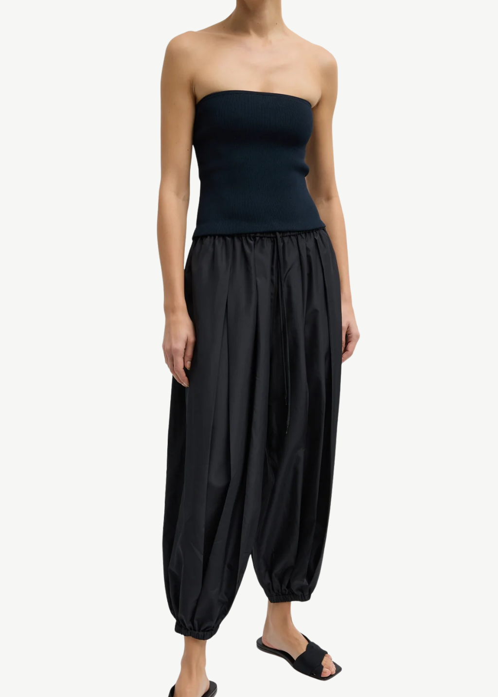 Tibi Summer Nylon Zeppelin Pant in Black | Shop Tula