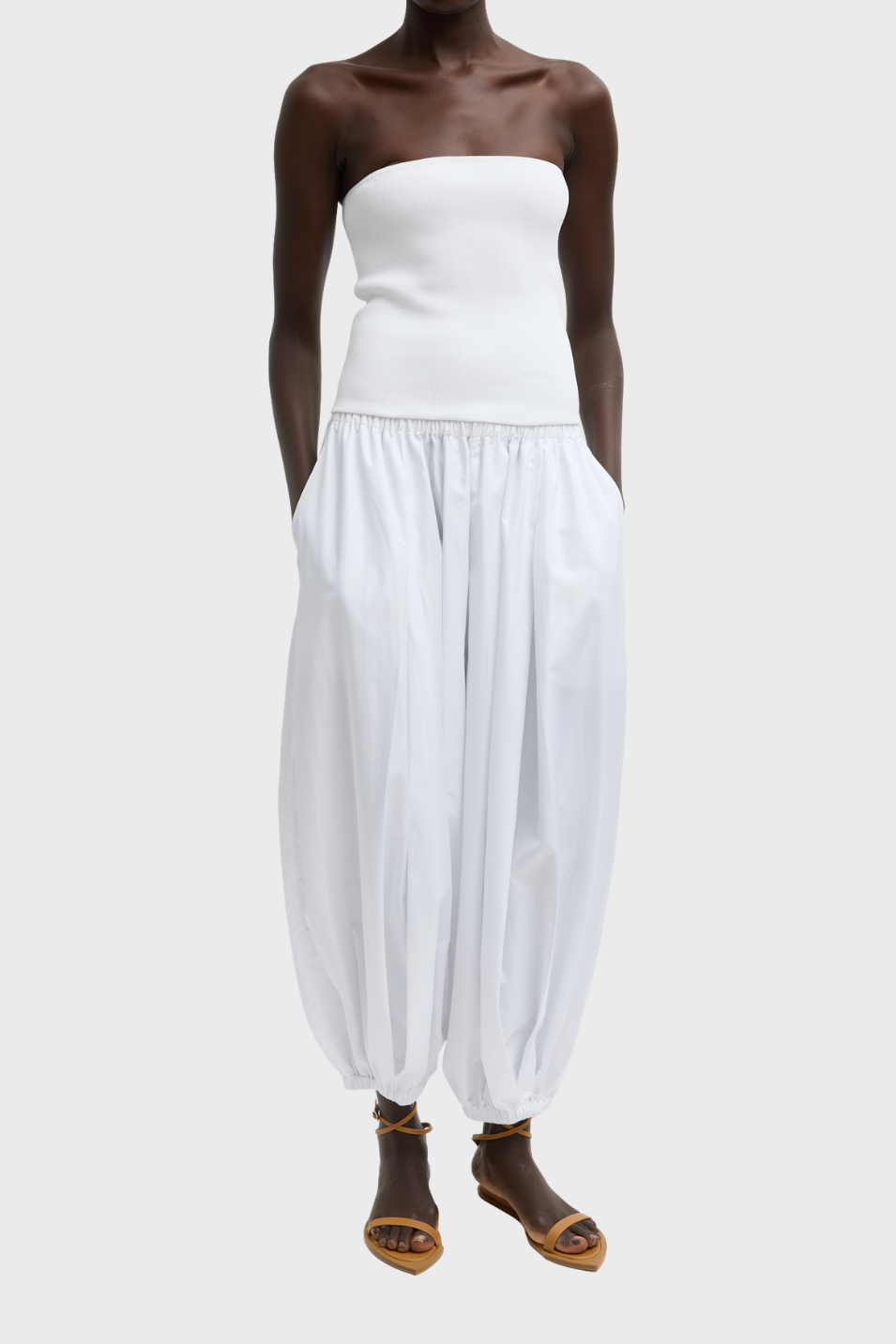 Tibi Summer Nylon Zeppelin Pant in White | Shop Tula