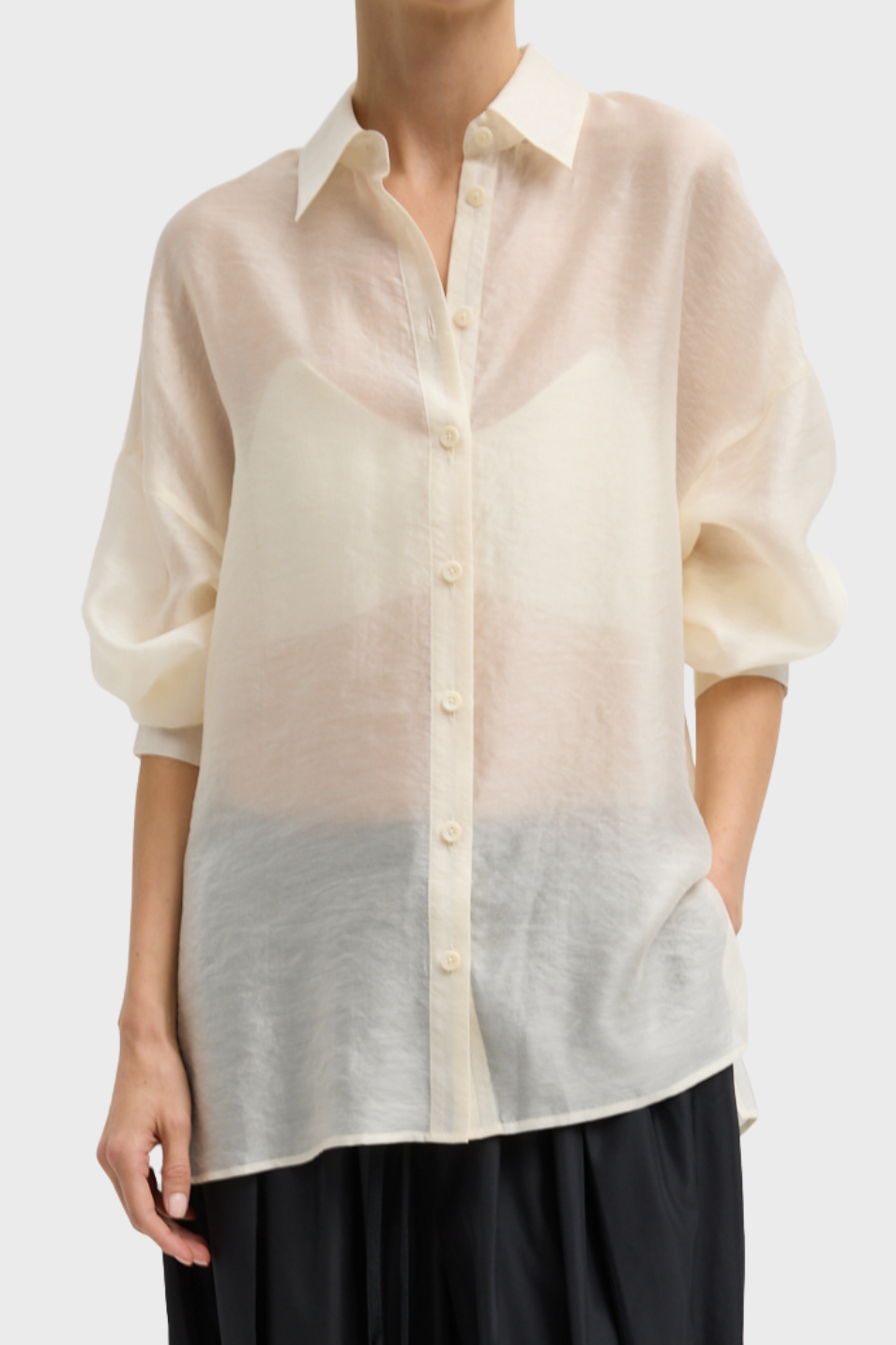 Tibi Summer Voile Oversized Shirt in Ivory | Shop Tula