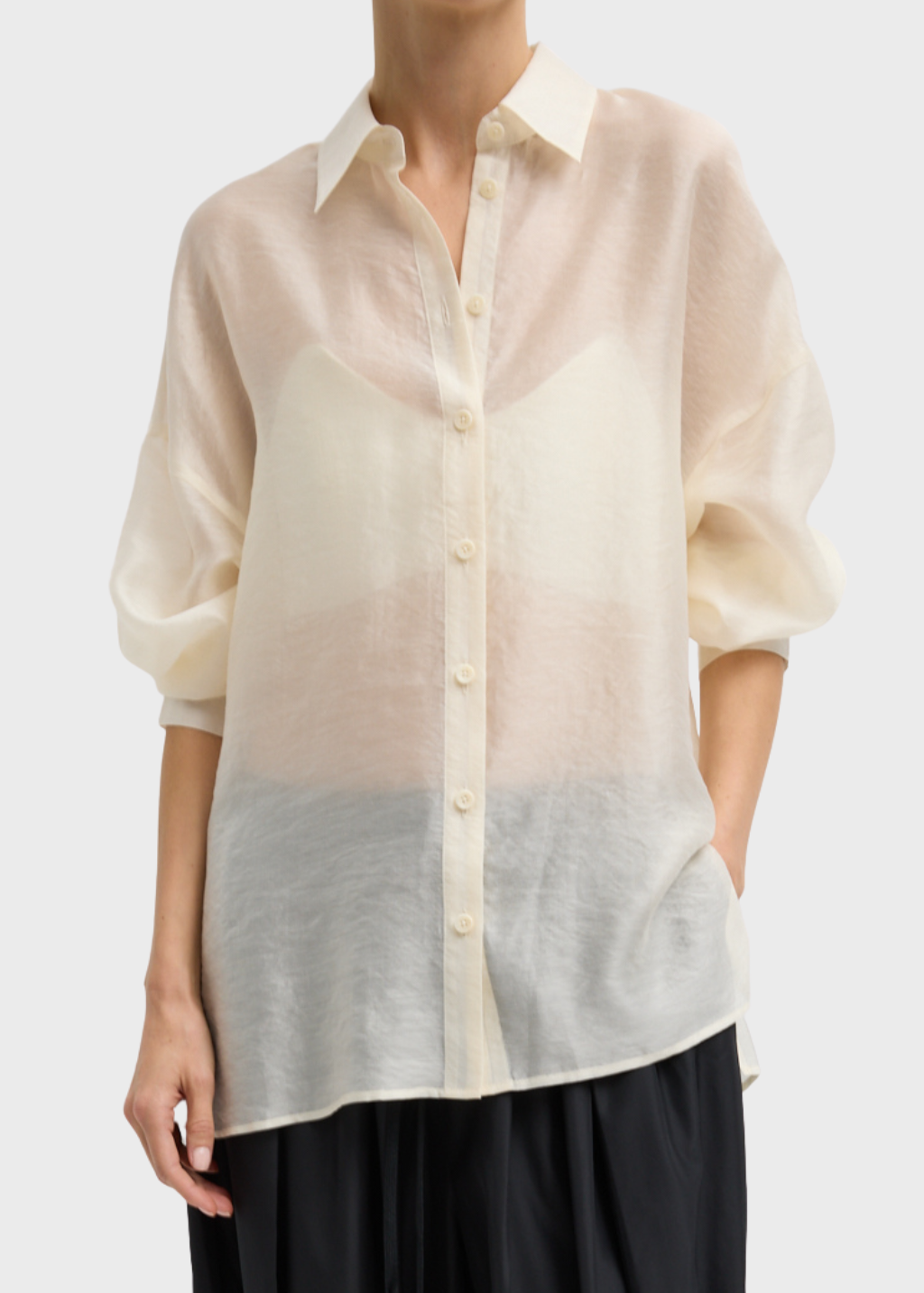 Tibi Summer Voile Oversized Shirt in Ivory | Shop Tula