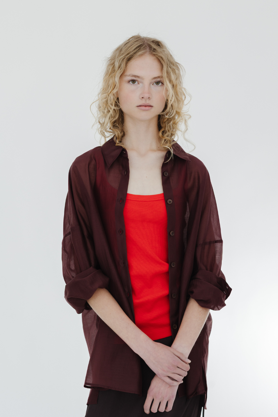 Tibi Summer Voile Oversized Shirt in Russet Brown | Shop Tula