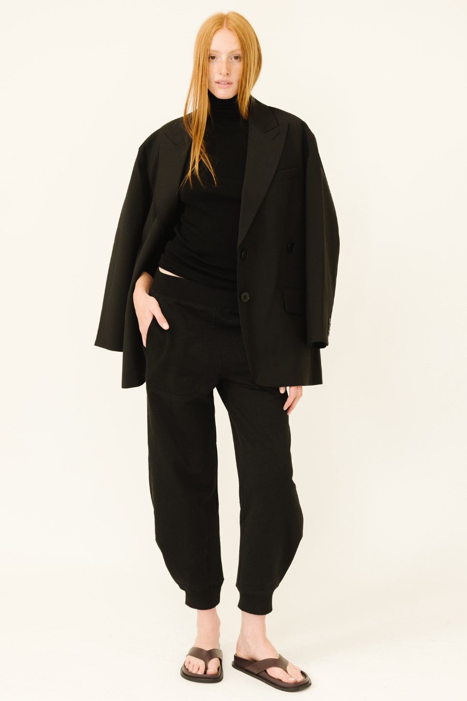 Tibi Sweatshirt Program Calder Sweatpant in Black | Shop Tula