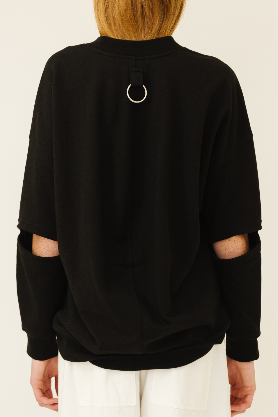 Tibi Sweatshirt Program Cocoon Crewneck Sweatshirt in Black | Shop Tula