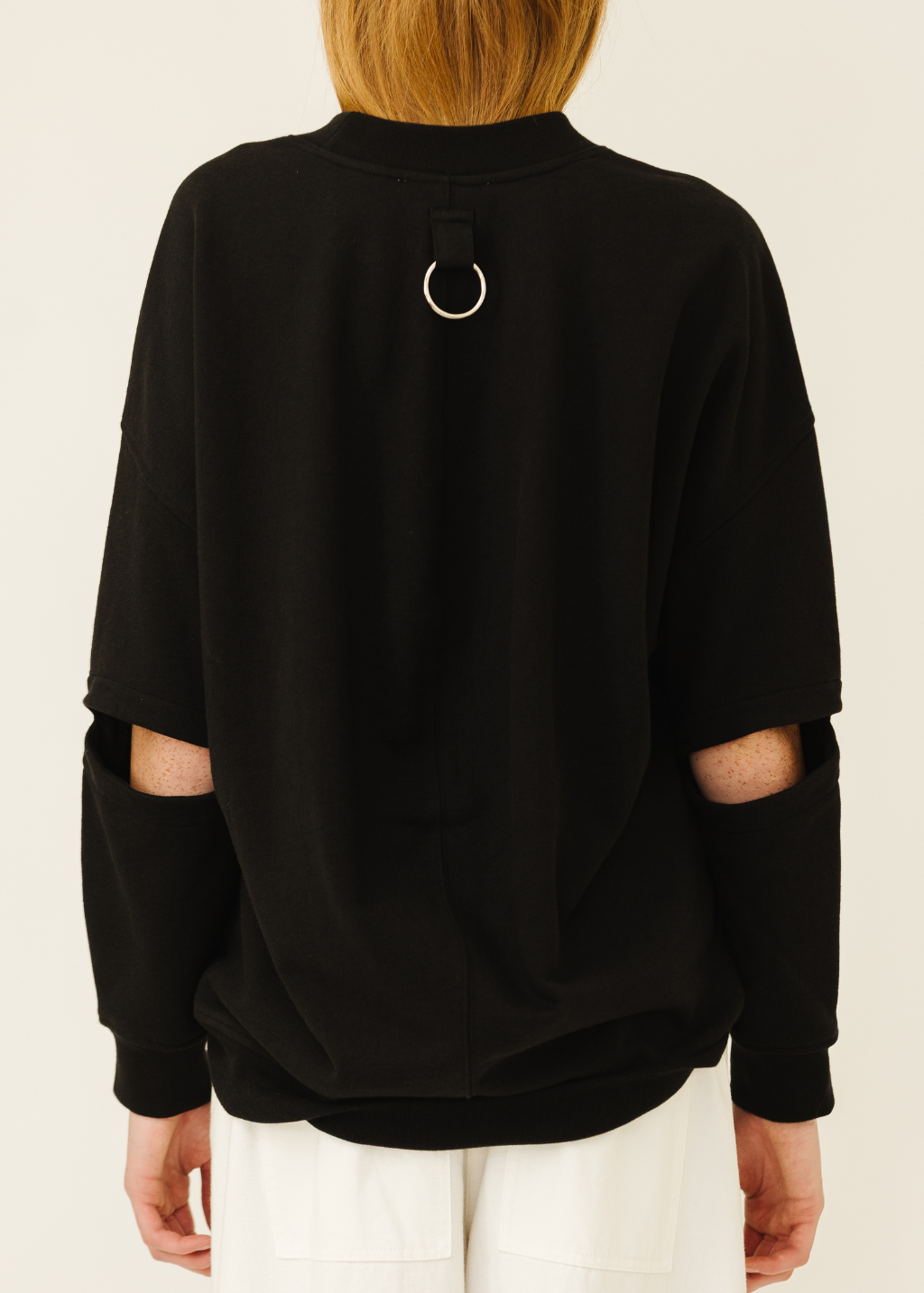 Tibi Sweatshirt Program Cocoon Crewneck Sweatshirt in Black | Shop Tula