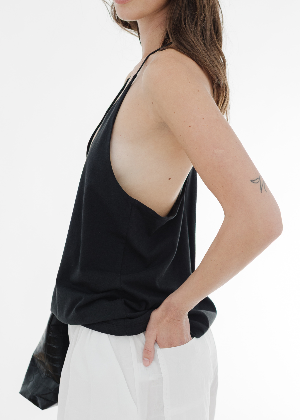 Tibi T-Shirt Program Racerback Tank in Black | Shop Tula