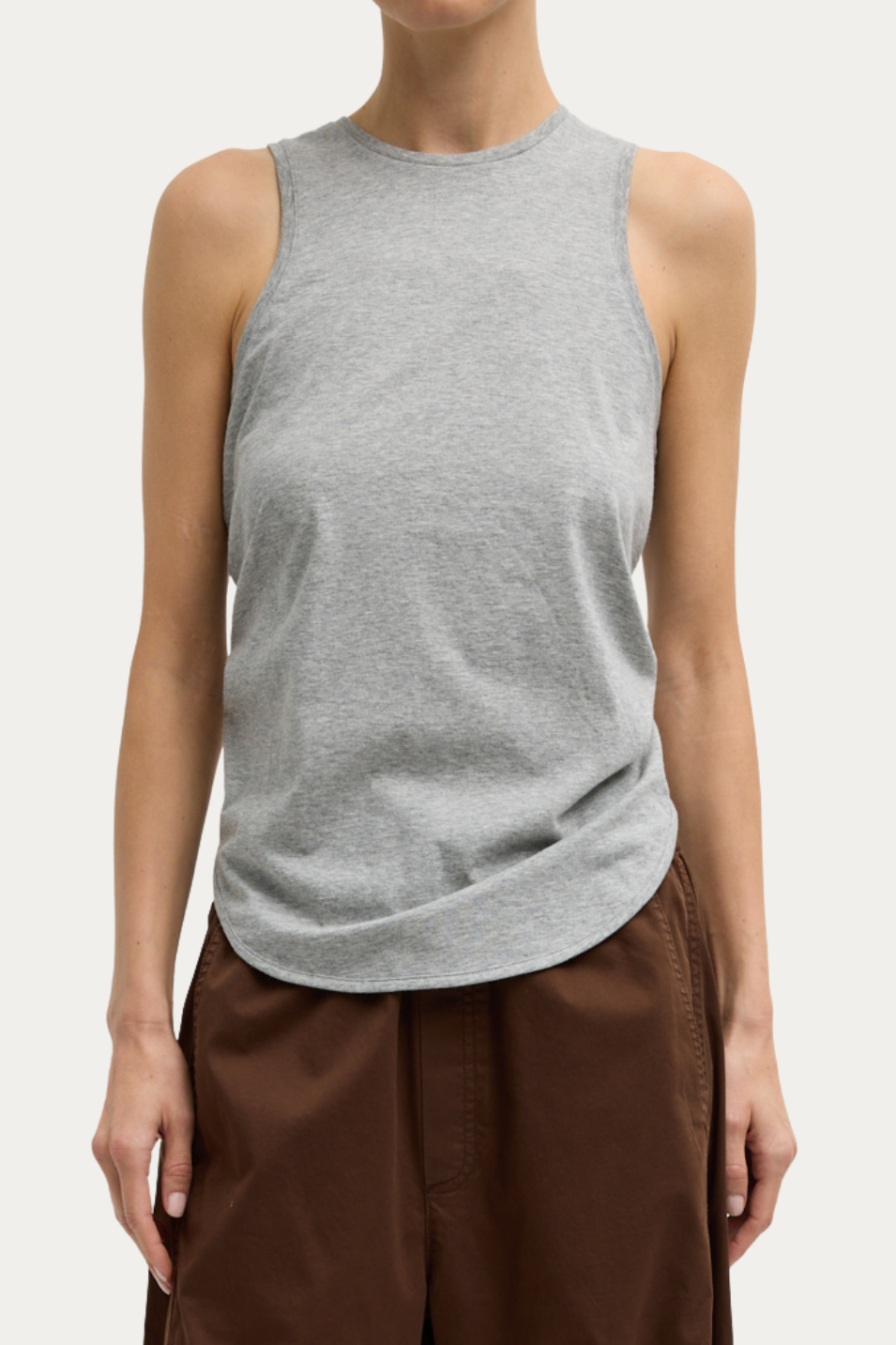 Tibi T-Shirting Shirred Tank in Heather Grey | Shop Tula