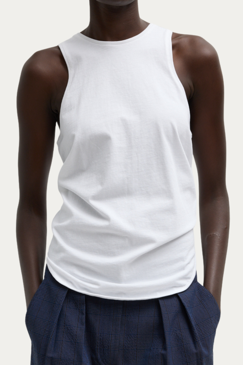 Tibi T-Shirtirting Shirred Tank in White | Shop Tula