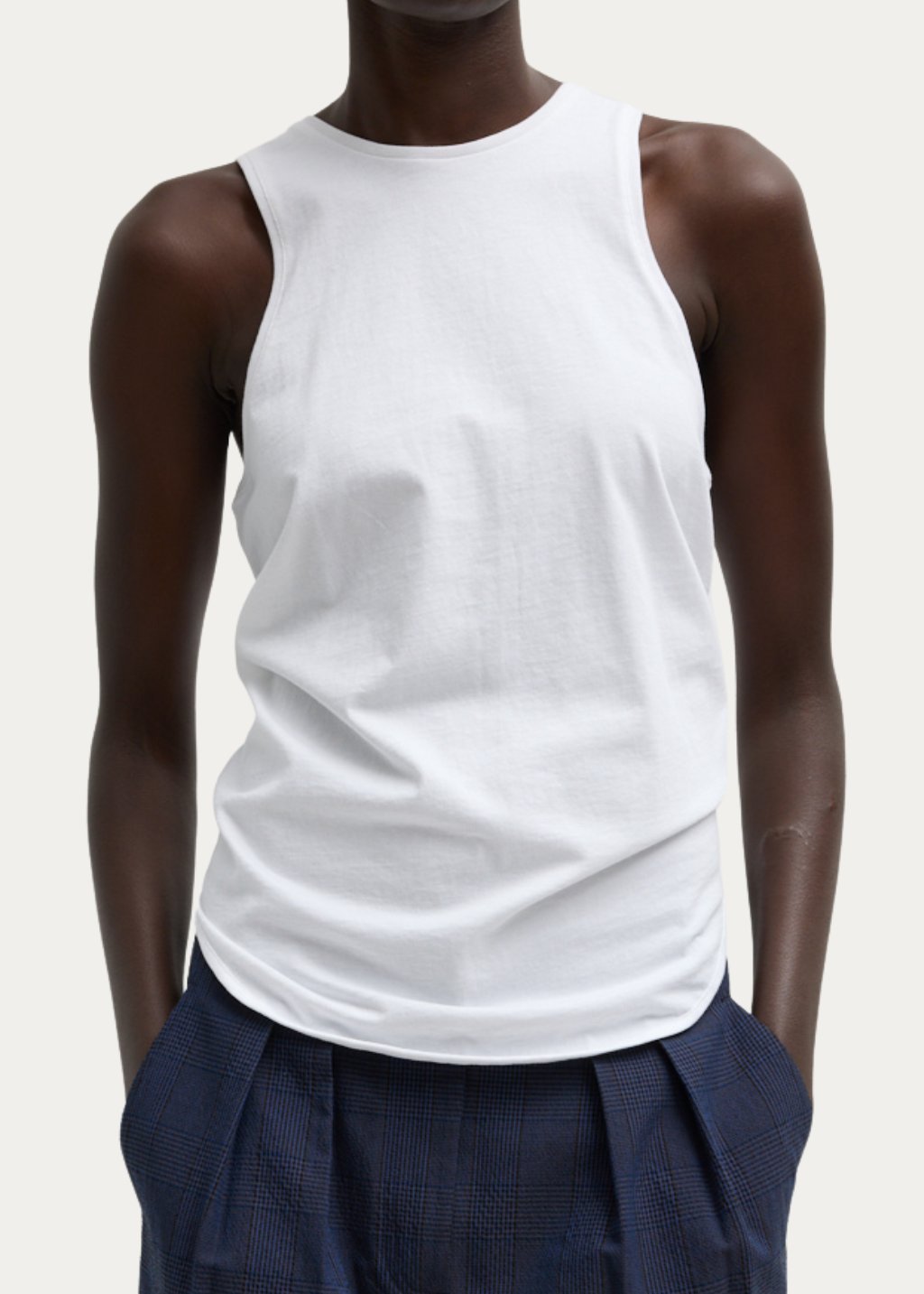 Tibi T-Shirtirting Shirred Tank in White | Shop Tula