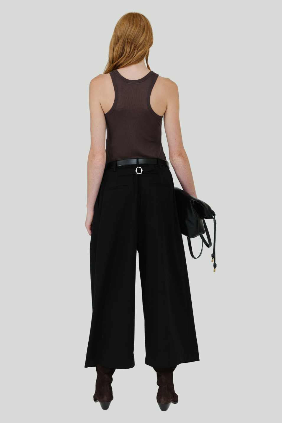 Tibi Triple Pleat Cropped Pant in Black | Shop Tula
