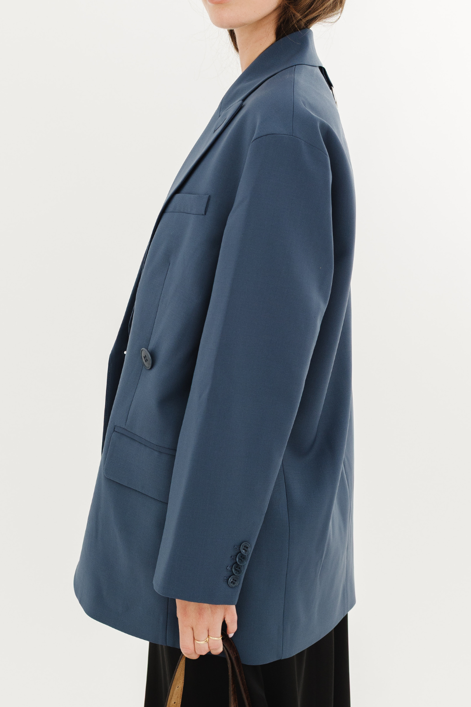 Tibi Tropical Wool Liam Blazer in Blue Fog | Shop Tula