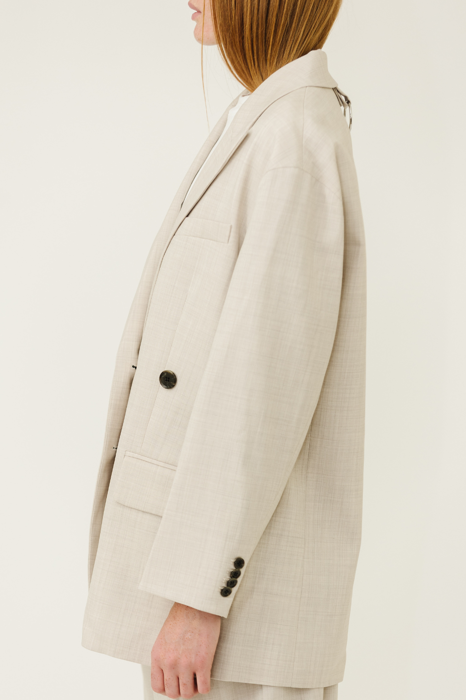 Tibi Tropical Wool Liam Blazer in Oatmeal | Shop Tula