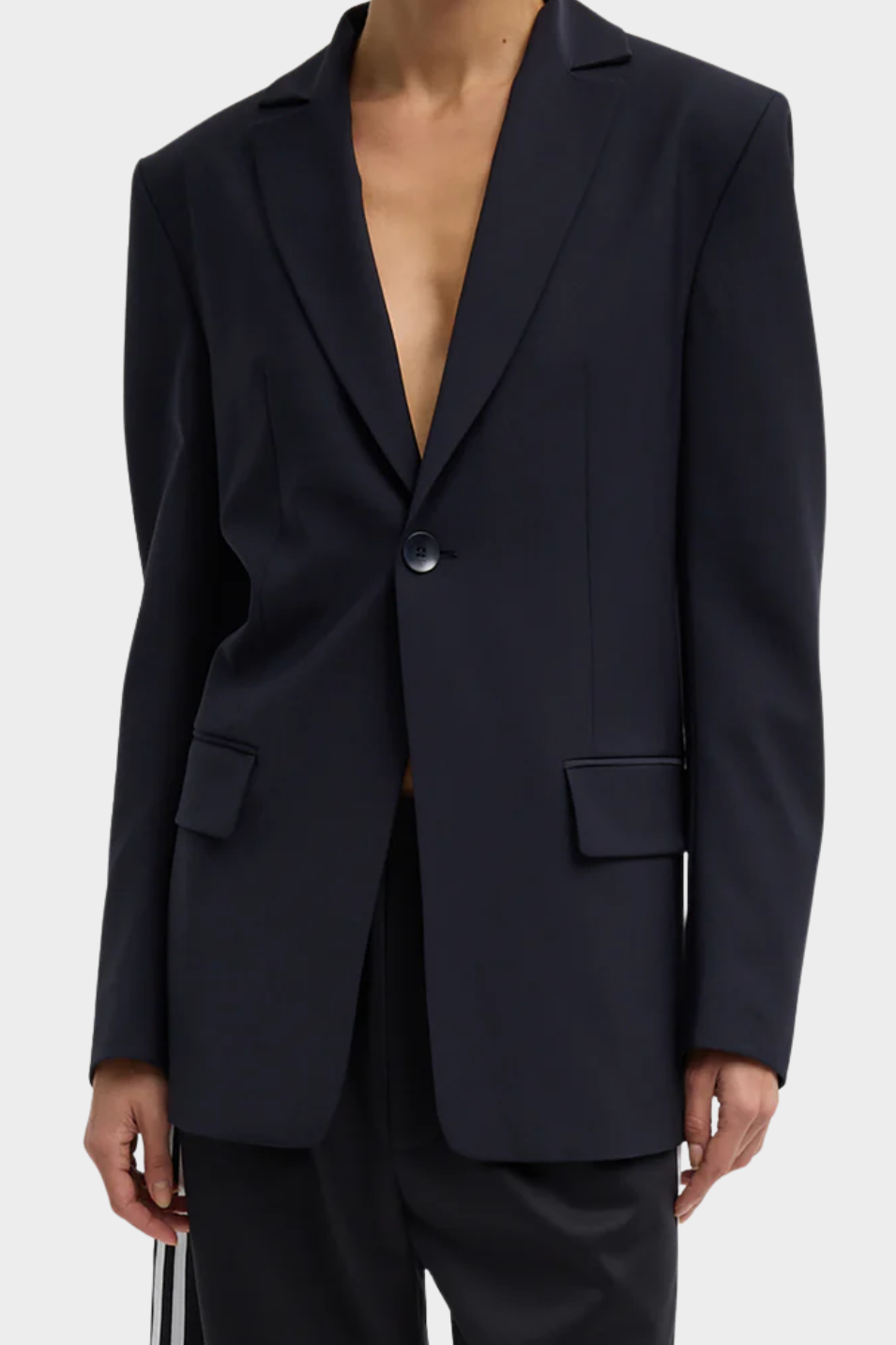 Tibi Tropical Wool Sculpted Blazer in Navy | Shop Tula