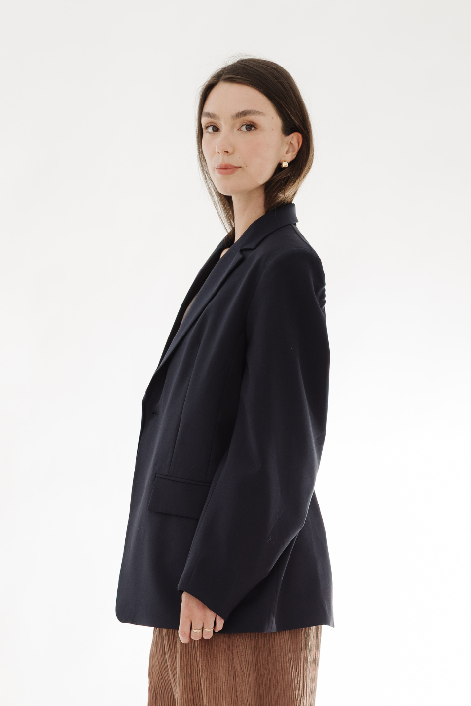 Tibi Tropical Wool Sculpted Blazer in Navy | Shop Tula