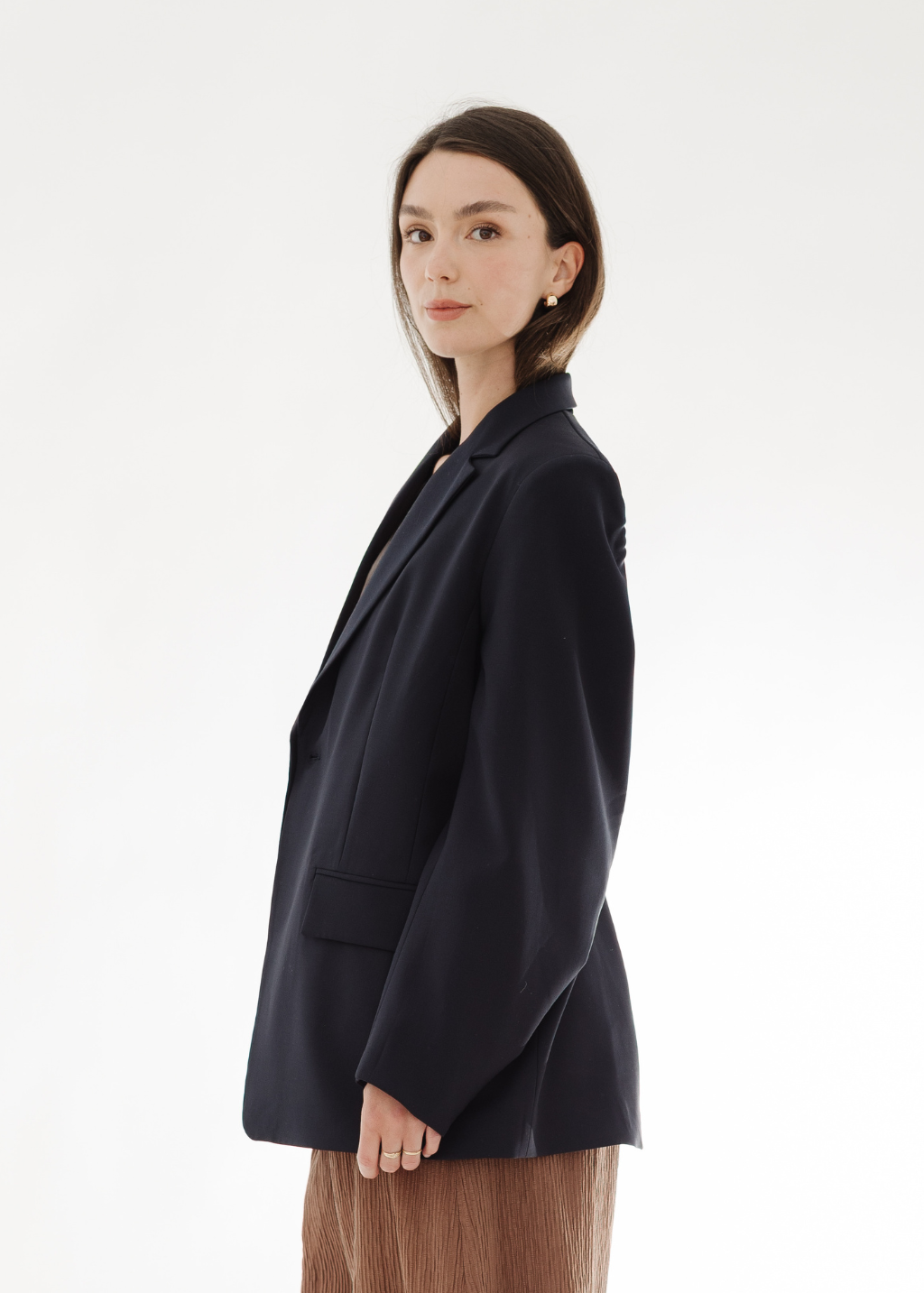 Tibi Tropical Wool Sculpted Blazer in Navy | Shop Tula