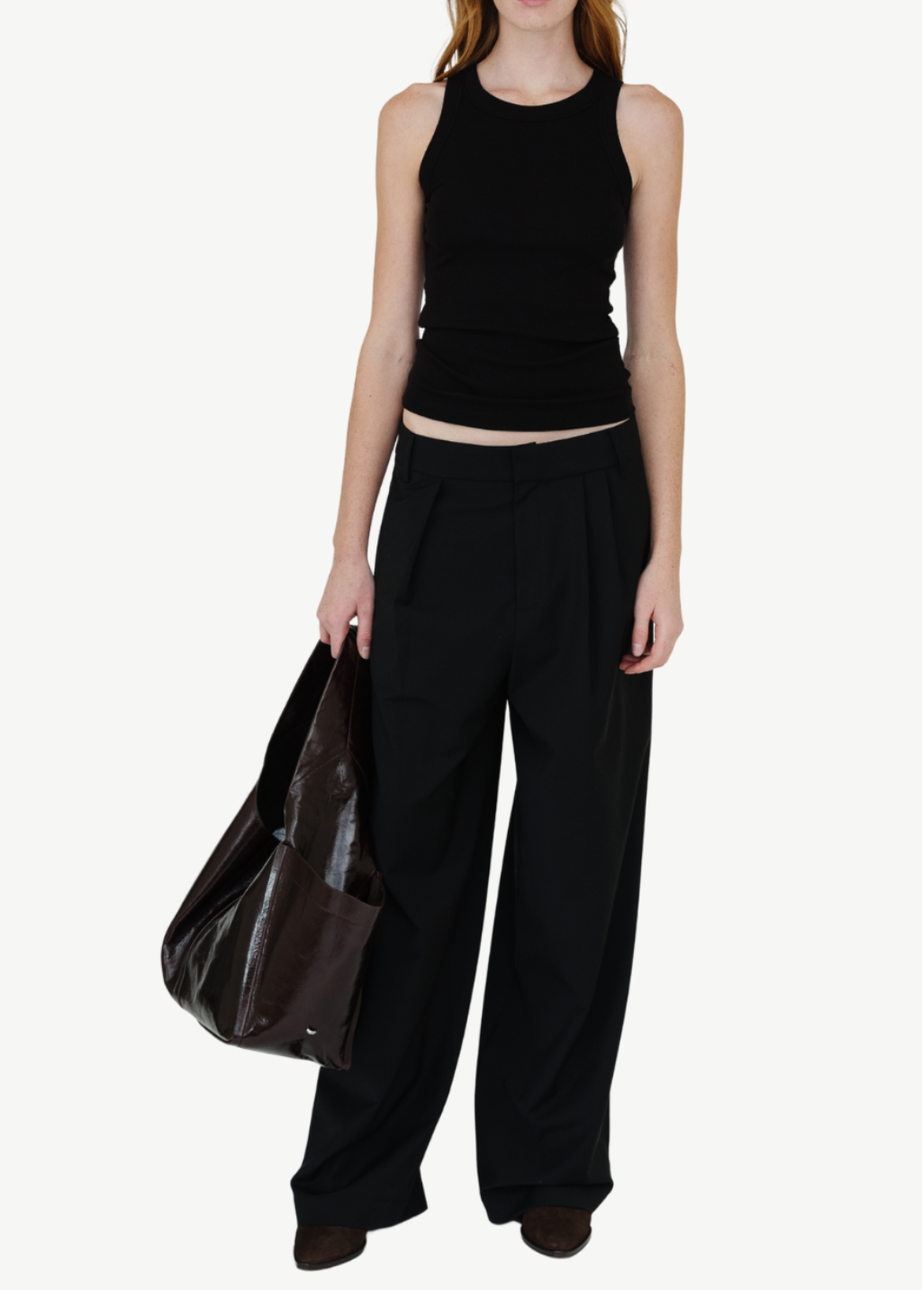 Tibi Tropical Wool Stella Pant in Black | Shop Tula