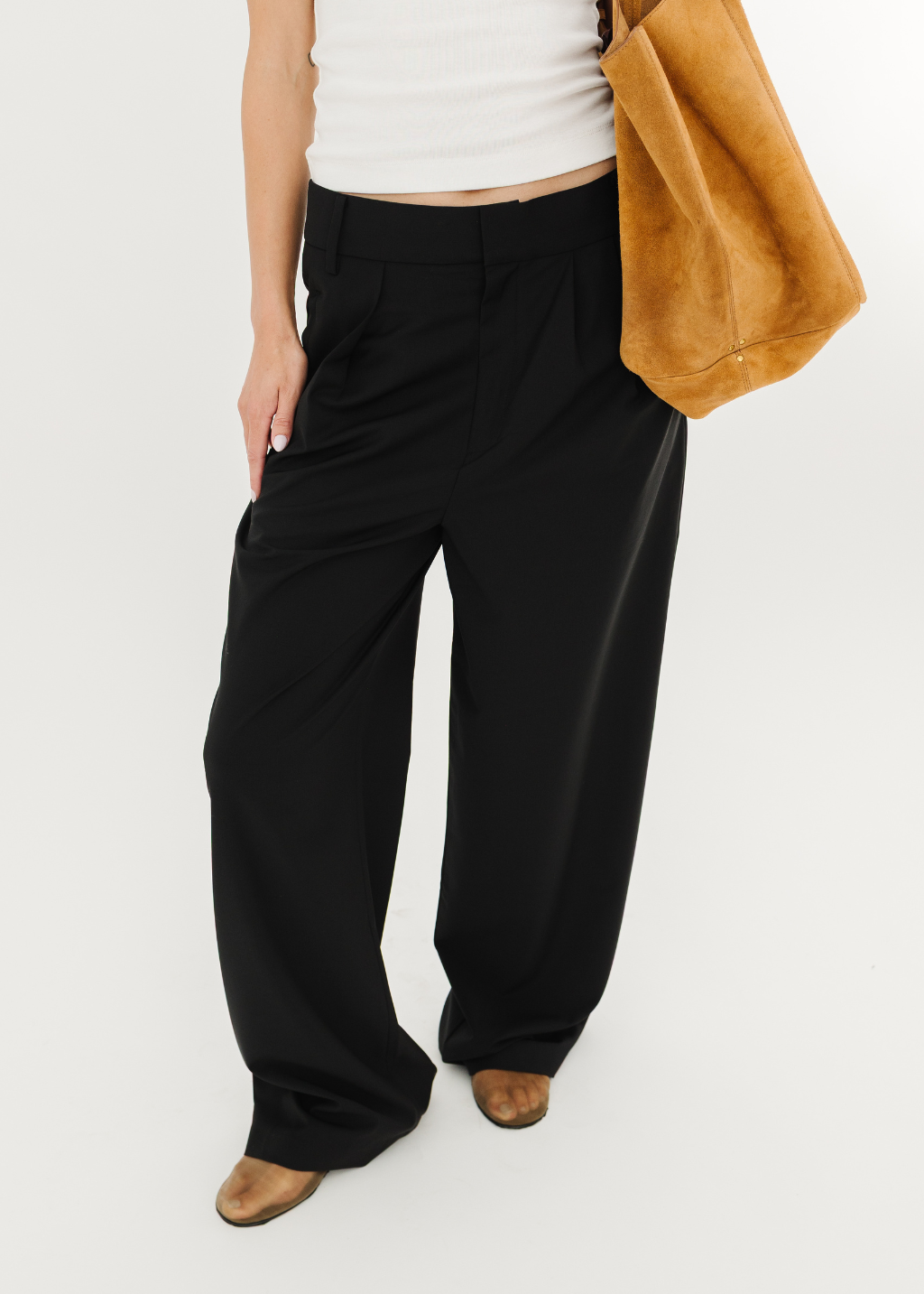 Tibi Tropical Wool Stella Pant in Black | Shop Tula