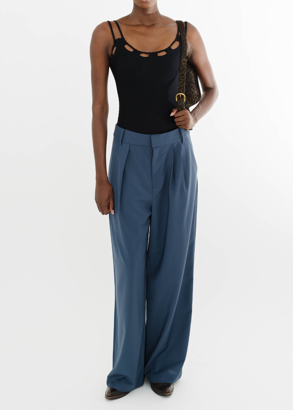 Tibi Tropical Wool Stella Pant in Blue Fog | Shop Tula