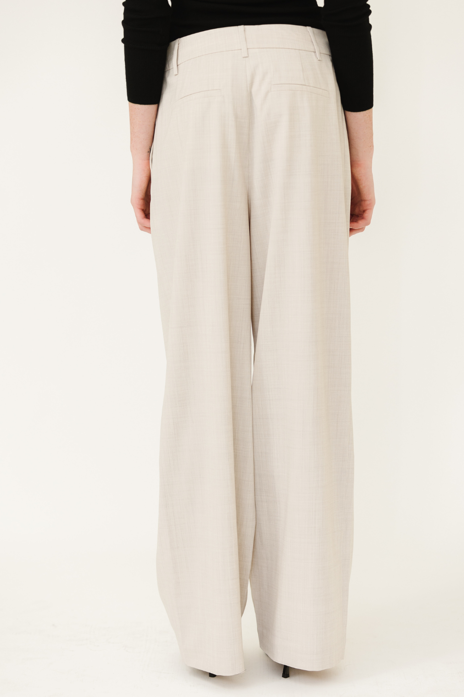 Tibi Tropical Wool Stella Pant in Oatmeal | Shop Tula