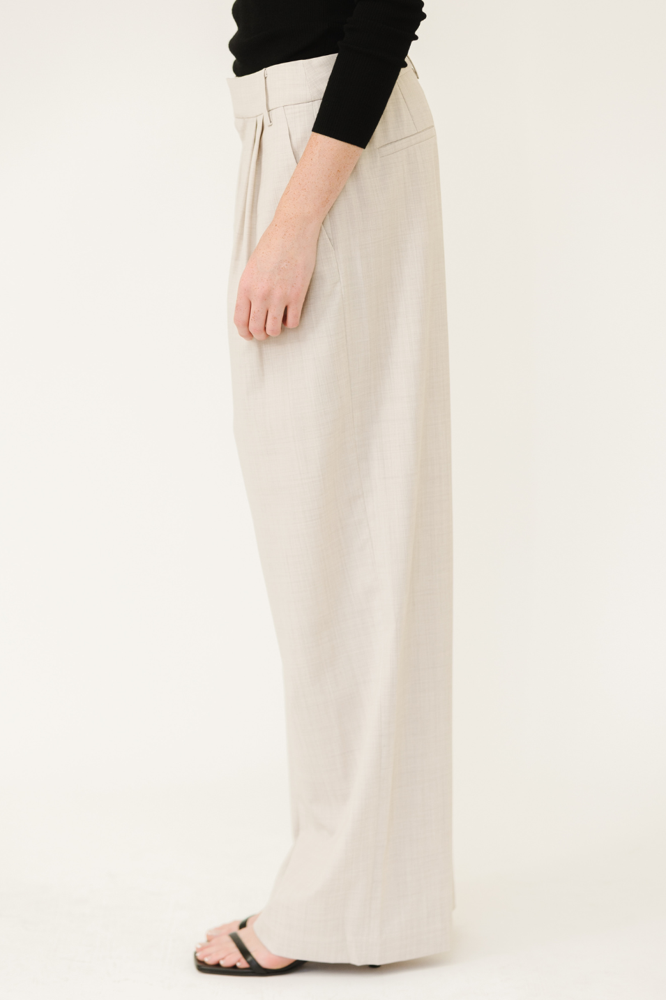 Tibi Tropical Wool Stella Pant in Oatmeal | Shop Tula
