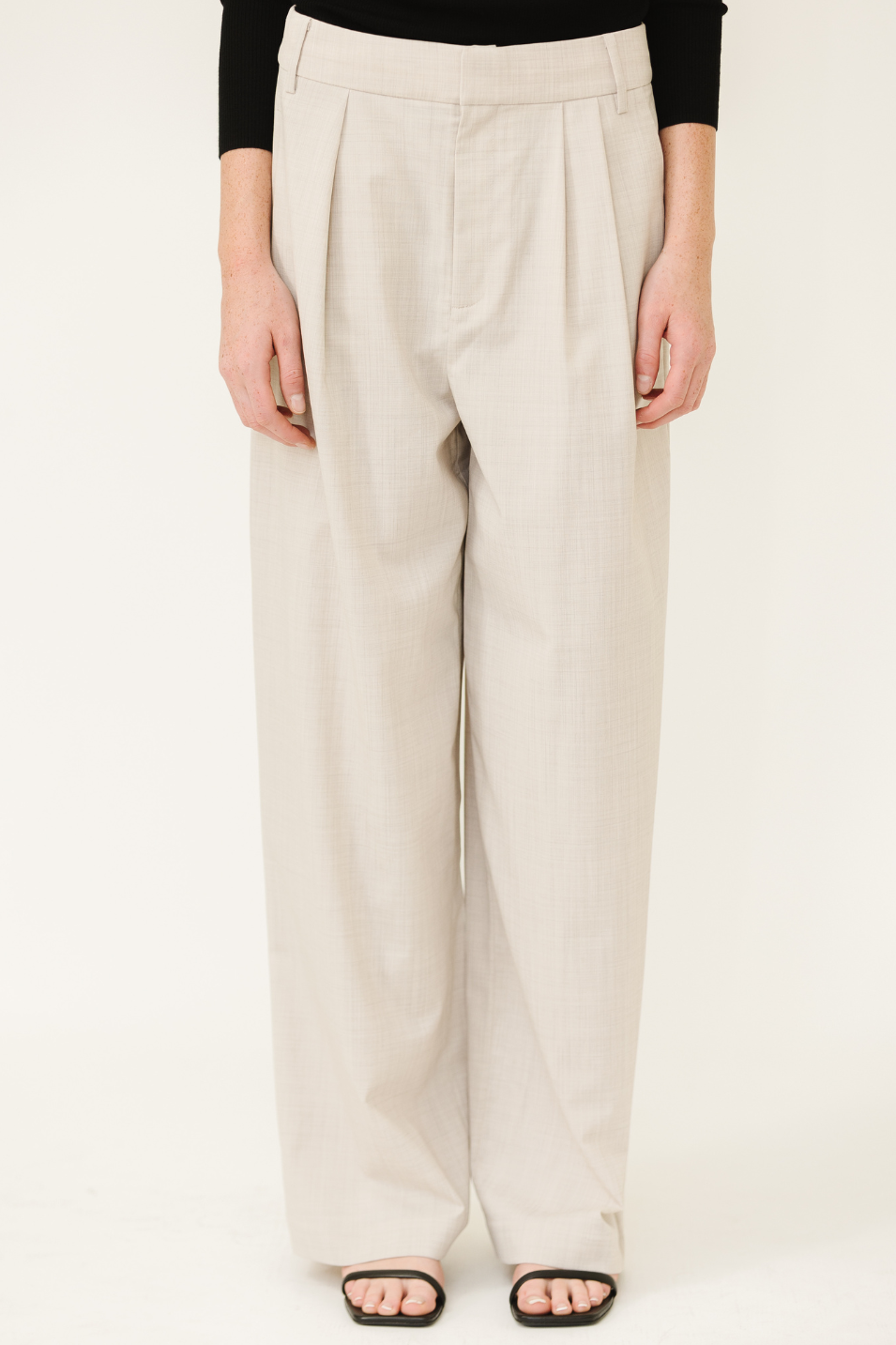 Tibi Tropical Wool Stella Pant in Oatmeal | Shop Tula