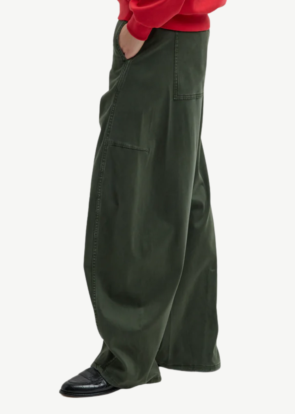 Tibi Twill Sid Pant in Army Green | Shop Tula