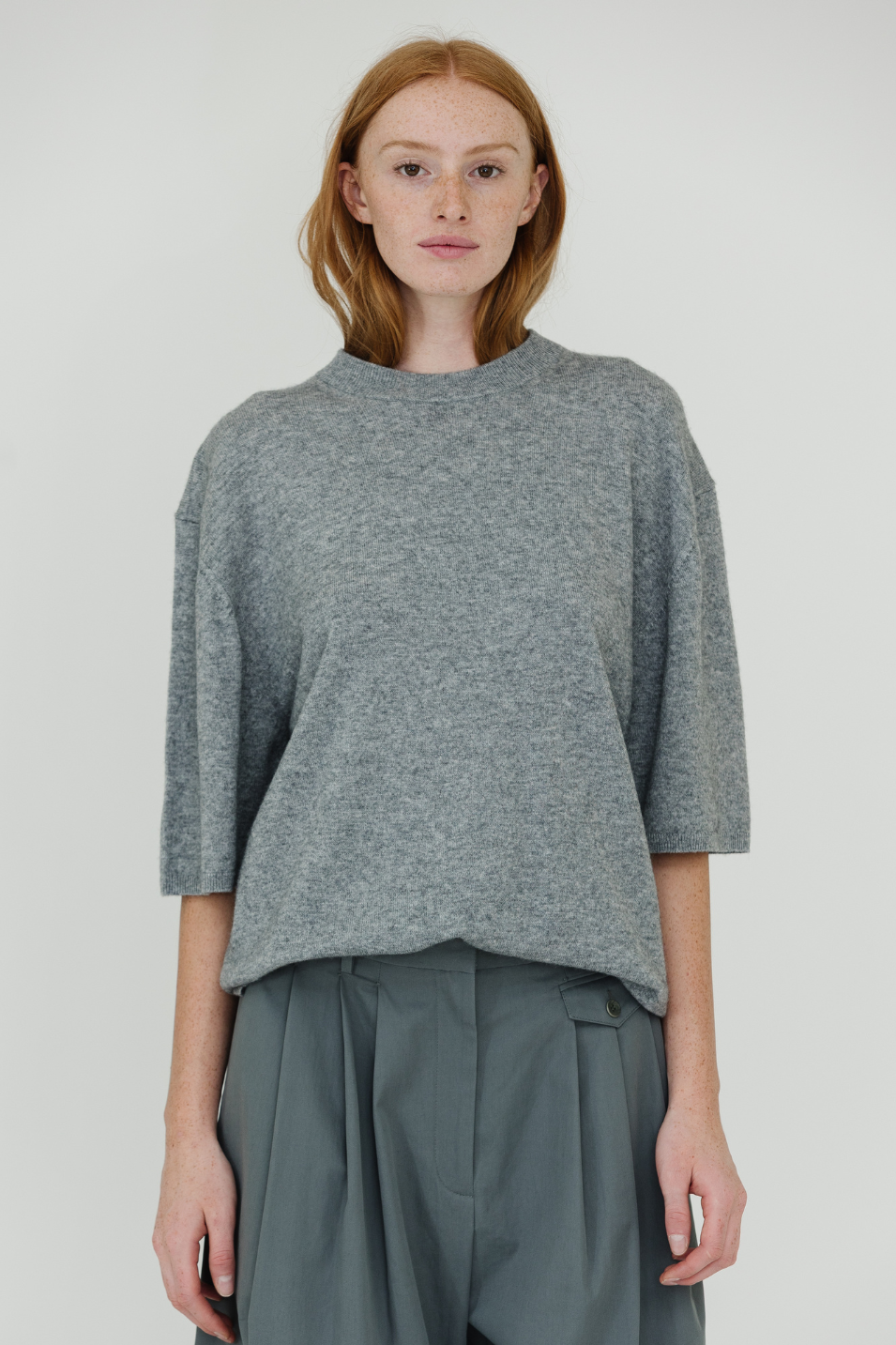 Tibi Washable Cashmere Oversized Easy T in Heather Grey | Shop Tula