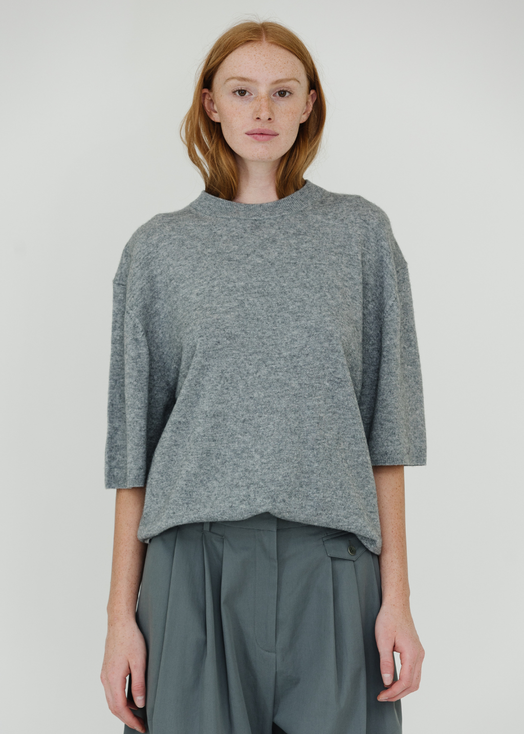 Tibi Washable Cashmere Oversized Easy T in Heather Grey | Shop Tula