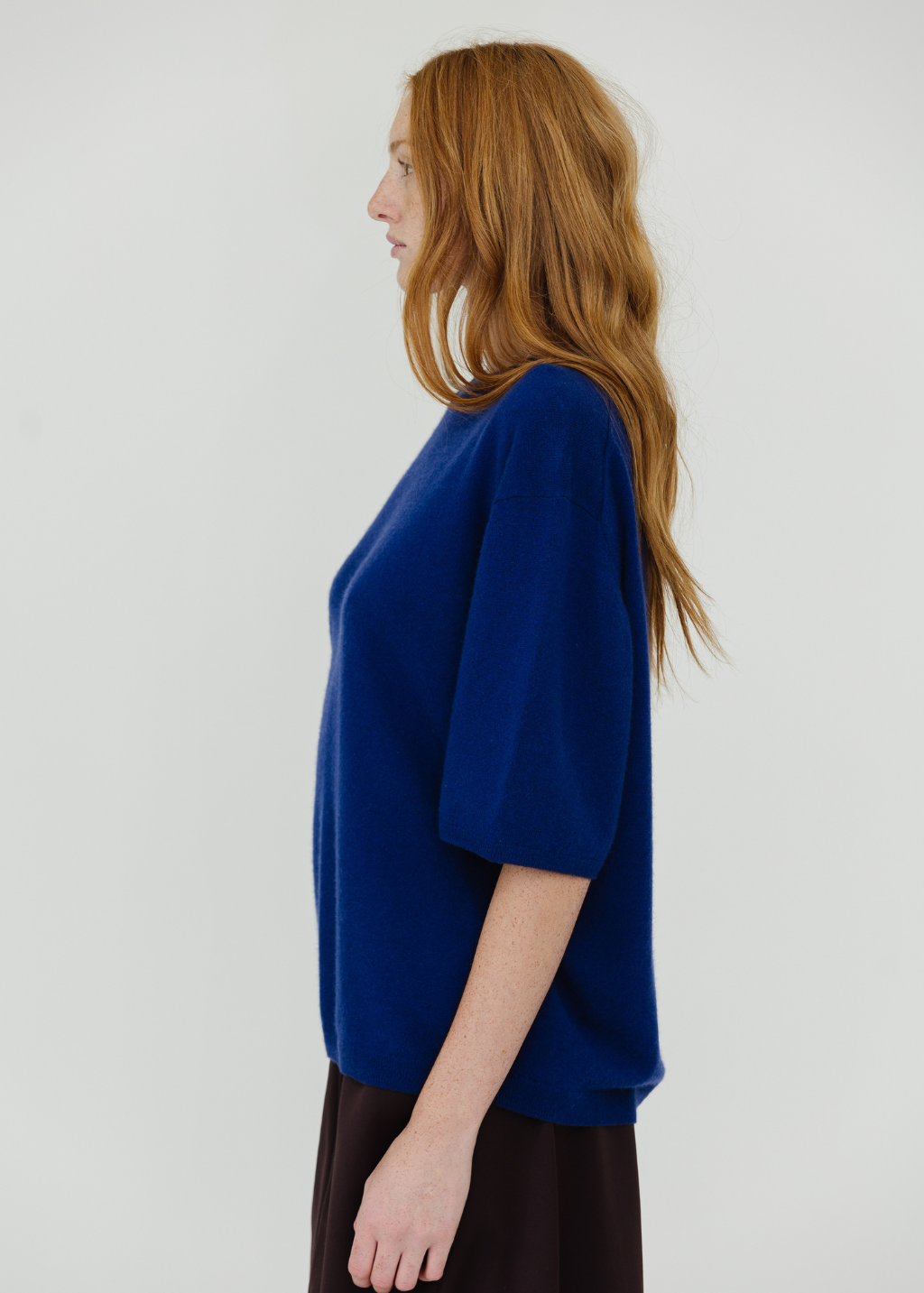 Tibi Washable Cashmere Oversized Easy T in Ink Blue | Shop Tula