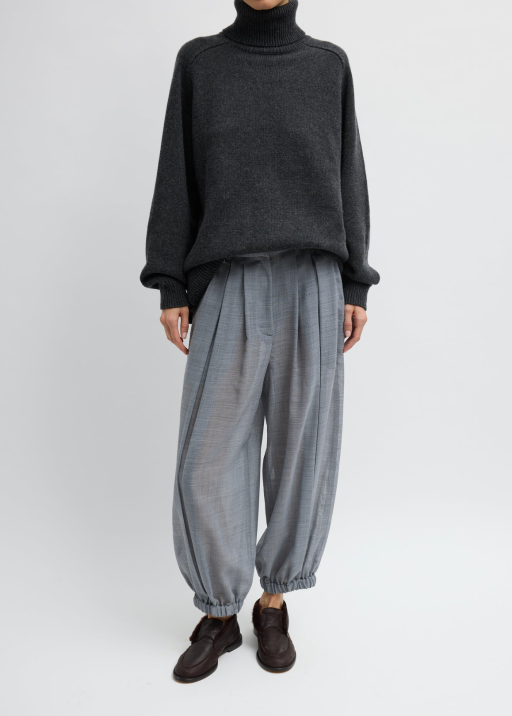 Tibi Wool Gauze Pleated Long Balloon Pant | Shop Tula