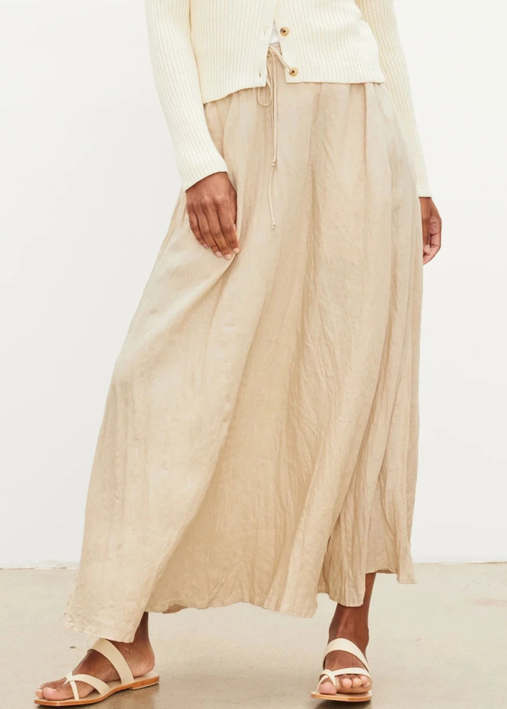 Velvet Bailey Linen Skirt in Biscuit | Tula's Online Boutique